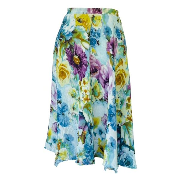 Coldwater Creek Reversible Skirt Size PS DISTRESSED HEM Fairy Festival Floral - Picture 5 of 9